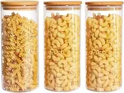 Eidoct Glass Storage Jars with Lids 1000ML Set of 3 -High Borosilicate Glass Clear Airtight Food Storage Container Jar with Sealing Lid, Tea, Coffee Beans, Flour, Candy, Cookie, Spice, Cereal