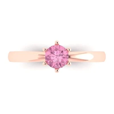 .5Ct Round Cut Pink Gemstone Solid Gold Solitaire Engagement Promise Bridal Ring