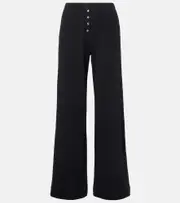 [Leset] Leset Pointelle cotton jersey wide-leg pants AU 14 black