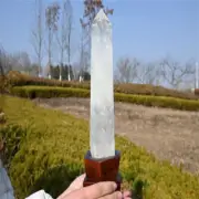 1.02kg Natural Clear Quartz Obelisk Quartz Cystal Point Wand Tower +Stand