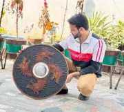 Medieval Wooden Shield Viking Battle Norse Ready LARP Wearable Shield 22"