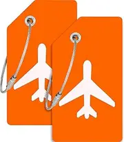 [JOKIT] 2 Pack Silicone Luggage Tag for Suitcases with Stainless Loop with Name ID Card Perfect to Quickly Spot Baggage Handbag Luggage Travel Suitcase (Orange)