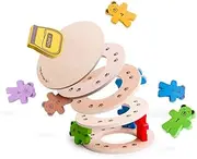 Bigjigs Toys Teddy Tumbling Tower Game - 49pc Stacking Tower for 3+ Years, Colourful Balancing Puzzles, Quality Wooden Stacking Toys & Montessori Toys for Kids