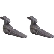 2x LVD Iron Doorstop Rabbit Home/Room Floor Decor Door Stopper 15.5x9cm Dark