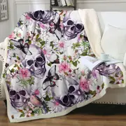 Floral Skulls Throw Blanket
