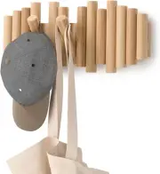 Umbra Picket Wall-Mounted Coat Rack Rail Hook with 14.9 x 6.6 x 1.6, Natural