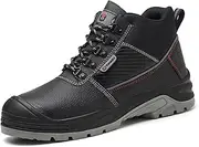 [SDEQA] Steel Toe Safety Boots for Mens High Work Ankle Boots Lightweight Comfortable Non-Slip Indestructible Industrial Construction Boot