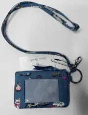 Vera Bradley Zip ID Case And Lanyard - Cat's Meow NWT