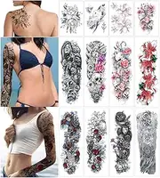 Temporary Tattoo Sticker Full Arm Large Size Fake Tatoo for Man Woman 12 Sheets