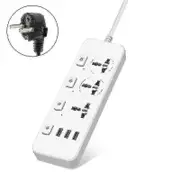 Generic Us/uk/eu Power Strip 5v2.1a Surge Protector With 3 Outlets & 3 Usb Ports