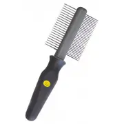 Gripsoft Double Sided Coarse & Fine Comb Rubber Non Slip Handle For Dogs