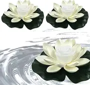 Solar Floating Lotus Light,Outdoor Waterproof Lotus Pool Lights Colorful,Floating Lotus Light for Pond Lotus Light LED Lotus Lantern Floating Pool Light for Garden Pond Decor 18cm 3PCS White