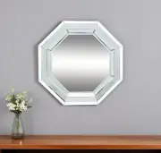 28" Silver Octagon Glass Framed Accent Mirror