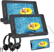 NAVISKAUTO 2X10.5" Dual Screen Portable DVD Player Car Headrest Moniter+Headsets
