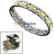 ACCENTS KINGDOM MEN'S TWO TONE MAGNETIC POWER TITANIUM GOLF BRACELET T1