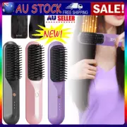 Hot Comb Straightener USB Rechargeable Mini Hair Straightening Brush RH
