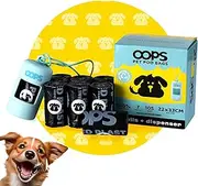 OOPS Recycled Plastic Dog Poop Bags with Green Dispenser, Certified Recycled Standard, Unscented 105 Counts 7 Rolls Pet Waste Bags, Strong Leak Proof Bag Rolls for Dogs and Cats, 22 x 33 CM