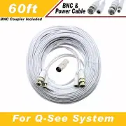 HD WHITE 60 ft Power & Video Cable for Security CCTV use / LOREX / Swann / Qsee
