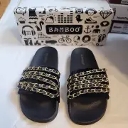 New Bamboo Sandals, Black vlt Size 8 Slip Ons,