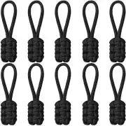 10 Pieces Replacement Zipper Pulls Tab Universal Nylon Repair Black