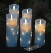LED Flameless Candle with Embedded Star String, 5 Piece LED Candle with 10 Bu...