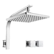 250mm Bath Chrome 10" Square Rainfall ABS Shower Head Set With Cubic Taps