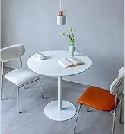 Modern Drink Table, Tall Round Kitchen Breakfast Bar Pedestal Side Table, Small End Table with White Top and Metal Base for Cocktail Bar Pub Dining Bistro(48x56cm)