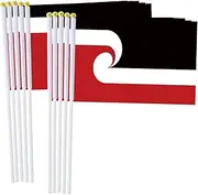 Maori Handheld Small Flag Set,10 PCS 5×8 Inch Mini Native Indigeous Hand Held Banner,Tiny Digital Printed Polyester Banner