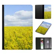 PASSPORT ITINERARY ORGANIZER|YELLOW FLOWER FIELDS SUNNY CLOUDS