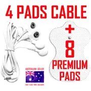 HiDow TENS EMS compatible ELECTRODE 4 PADS CABLE WIRE LEAD CORD + 8 PADS ⭐⭐⭐⭐⭐