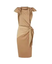 Tie Detail Tri-tone Silk Jersey Dress UK10,UK6,UK4,UK2 Nude