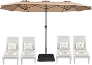 SUPERJARE 13FT Outdoor Patio Umbrella with Base Included, Double Sided Pool Umbrellas with Fade Resistant Canopy, Large Table Umbrella for Deck, Market, Backyard
