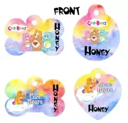 Pet ID Tag rainbow bears Personalized Custom Double Sided Pet Tag w/name & num