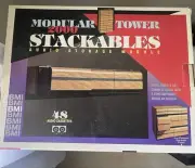 Vintage Audio Cassette Cabinet Storage Stackable Modular System Holds 48