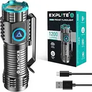 Explite Mini LED Torch Rechargeable USB-C, Magnetic Small flashlight High Lumens with Lanyard, Clip & Keyring, Powerful Pocket Flash Light, EDC Handheld Torches for Emergency, Camping, Hiking, Running