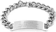 [Generic] Stainless Steel Cuban Chain Bracelet Mom Gift Love Always and Forever, Small, Silver Plated Zinc, Cubic Zirconia