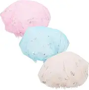 FRCOLOR 3 Pcs Mesh Hot Stamping Shower Cap Wall Pins Outdoor Tacks Bath Supplies Reflective Tacks Trail Marking Tacks Carton Head Cover Cat Bathing Supplies Color Hose Tape Fiber