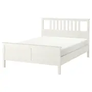 HEMNES bed frame, white stain/Lönset, Queen