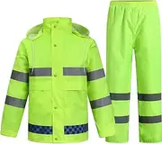 [OlyljpinZ] Men's Rain Suit Waterproof Suit Outdoor Anti-Storm Breathable Rainwear Ultra-Lite Adult Work Raincoat with Hood and Rain Trousers Heavy Waterproof Jacket