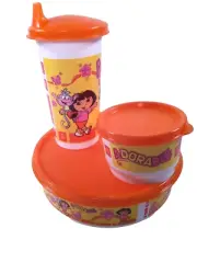 Vintage Tupperware Dora Snack Set Orange New