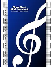 Guitar Tablature Notebook - Large Format A4 (8.5x11-in) - 6 Blank Chord Diagrams & 7 Staves - Tab Manuscript Paper for Guitarists, Bassists, Ukulele, Banjo and Mandolin - Blue
