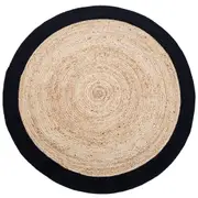Round Jute Rug - Decorative Floor Rug Phoenix Black & Natural - Contemporary Rug, Indoor, Pattern, Low Pile, Clean Lines, Living Room Decor