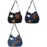 Women Denims Shoulder Bag Fashion Star Crossbody Messenger Bag Student Book Bag