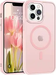 VENINGO iPhone 12/13 Pro Max Case 6.7 inch, Translucent Matte Skin-Friendly Compatible with Magsafe Anti-Fingerprint Phone Cover Case for iPhone 12/13 Pro Max, Pink