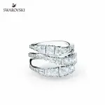 【SWAROVSKI 官方直營】TWIST WRAP 白金色螺旋曲線白色戒指 交換禮物(TWIST)