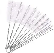 Straw Cleaner Brush,H HOME-MART 10pcs Drink Straw Cleaning Brush Kit,Extra Long Pipe Cleaner, Bottle Brush Cleaner for Tumbler, Sippy Cup, Bottle and Pipe Cleaners (White)