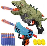 YIJIEKEJI Dinosaur Toys Gun with Foam Bullets & Foam Balls for Kids 4-10, Boys & Girls, Shooting Games Soft Bullet Gun for Nerf Guns, Cool Birthday Gift Idea, Parties or Christmas, T-Rex