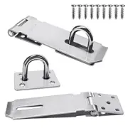 2Pcs Stainless Steel Gate Lock Hasp, Safety Packlock Clasp Hasp Lock Set Door