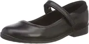 [Clarks] Girl's Jamie Star Ankle Strap Ballet Flats, Black Black Leather, 7.5 US