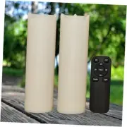 2 Pack Flameless Battery Operated LED Pillar Candles with Remote Outdoor